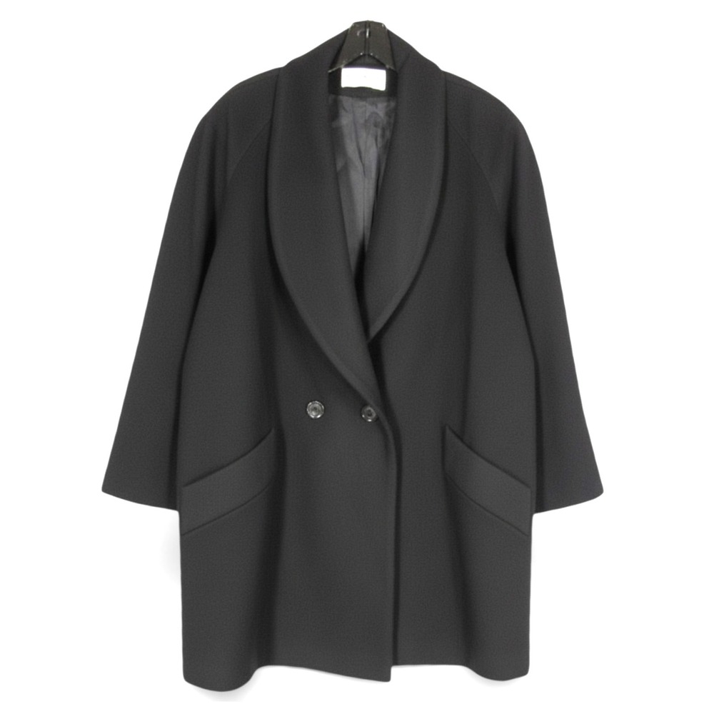 PRESTON & YORK Lined MERINO WOOL Black DOUBLE BREASTED Pea Coat JACKET Sz 18/18X